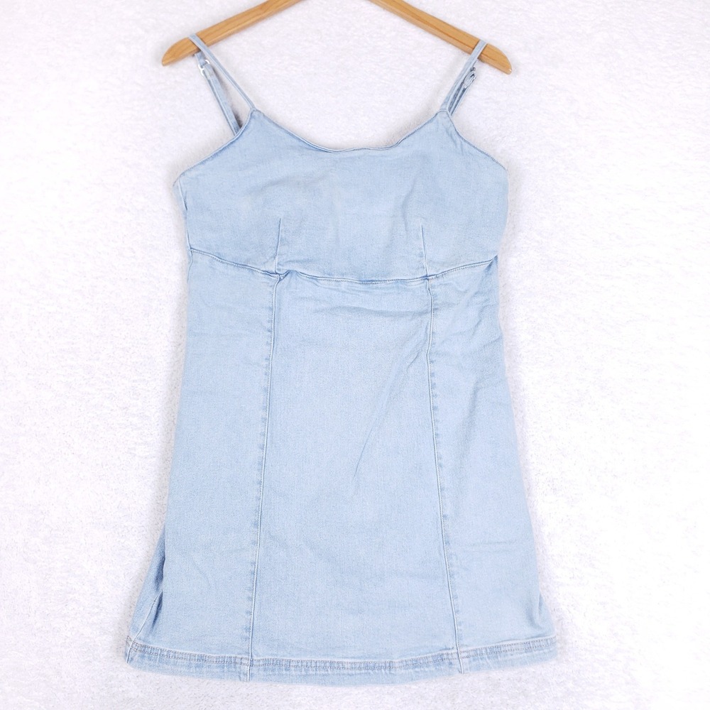 LONE STAR Denim Mini Dress Womens Size L Light Wash Stretch Cami Y2K Festival